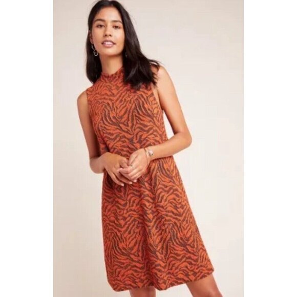 Anthropologie Dresses & Skirts - Anthropologie Dress Orange BRIGITTE Jacquard Tiger Shift Size Large